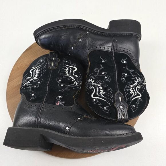 Justin Gypsy Boots Womens Black Leather Cross Angel Wings Cowboy Rodeo Sz 6 B - Picture 9 of 13